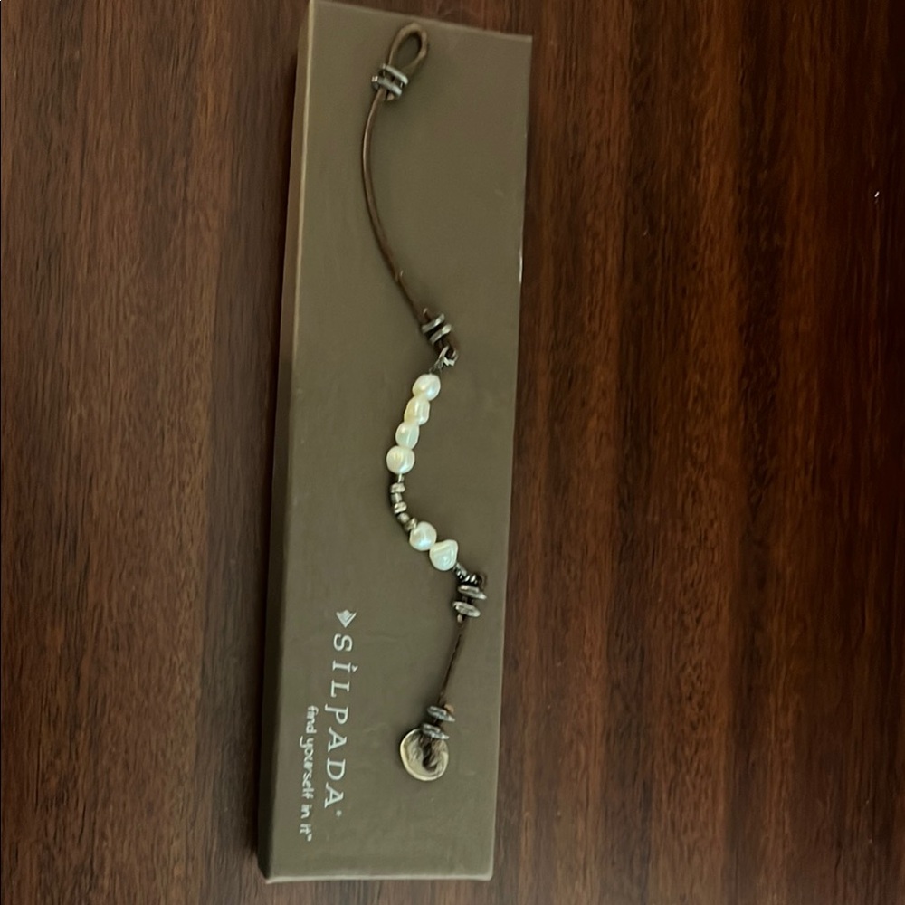 Silpada Brown and White Wavy Beaded Bracelet